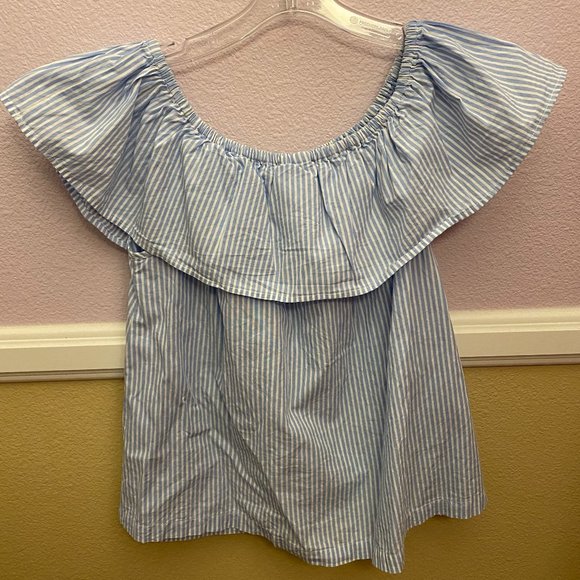 Off The Shoulder Striped Shirt - Picture 2 of 3